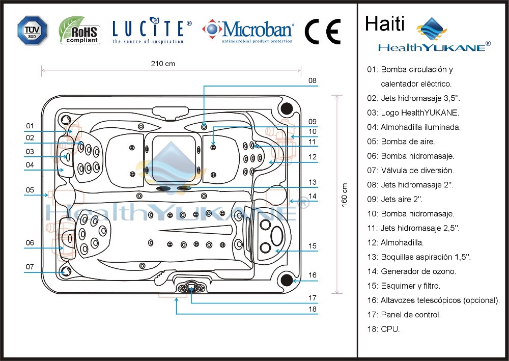 Spa Jacuzzi Haiti 3 personas Interior