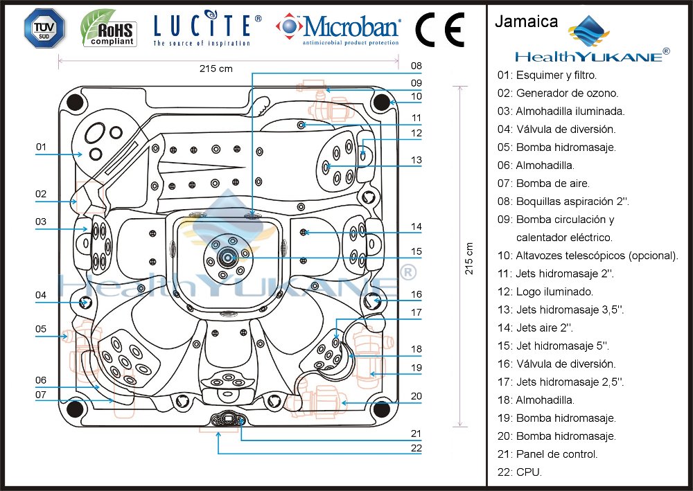 Spa Jacuzzi Jamaica 6 personas Interior