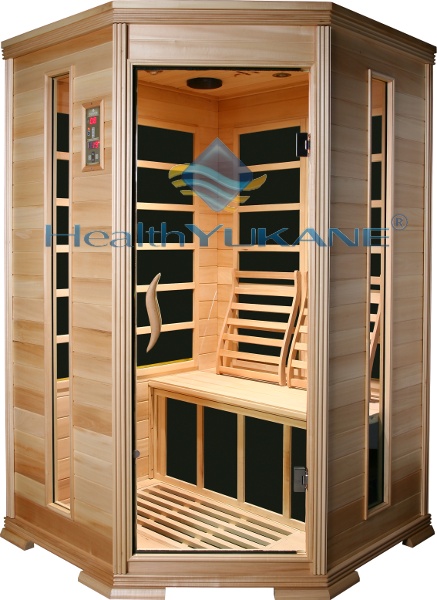 Sauna Rayos Infrarrojos de 2/3 plazas de Esquina con Resistencia Infrarroja de Carbono y madera de Tilo