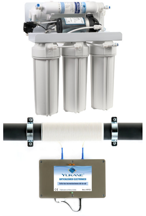 Osmosis Inversa 5 etapas con Bomba Top Quality + Descalcificador Anticalcáreo Electrónico YUKANE AY02