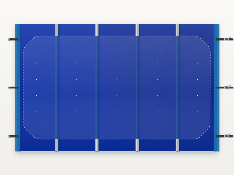 Vista de la configuración final de Cobertor Invierno Barras Classic (m²) para la piscina Maxipool Europa