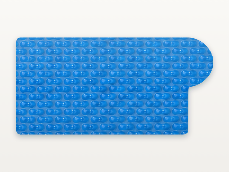Vista de la configuración final de GeoBubble Manta Térmica de 400 micras para piscinas (m²) para la piscina Rectangular romana redonda A