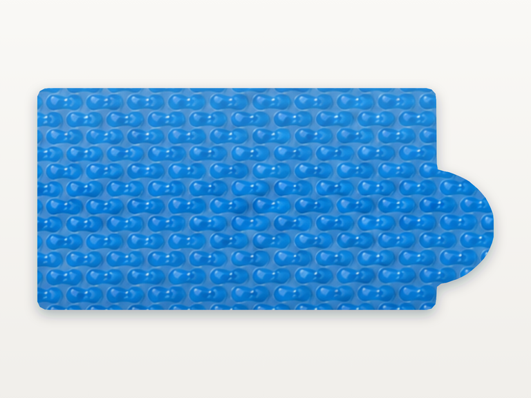 Vista de la configuración final de GeoBubble Manta Térmica de 400 micras para piscinas (m²) para la piscina Rectangular romana redonda BC