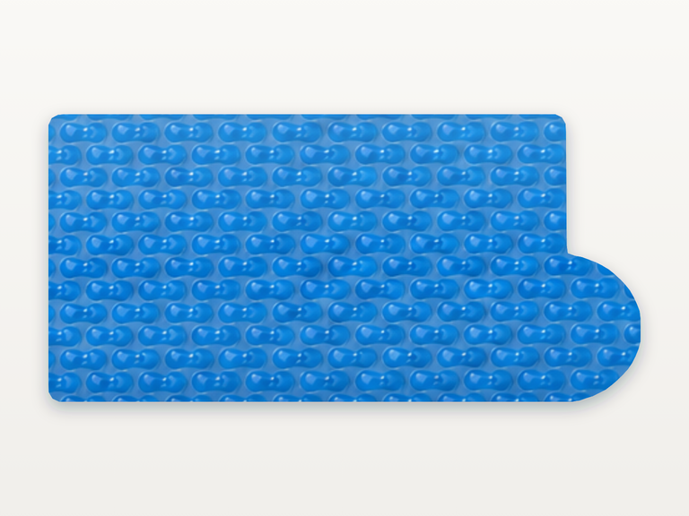 Vista de la configuración final de GeoBubble Manta Térmica de 400 micras para piscinas (m²) para la piscina Rectangular romana redonda C