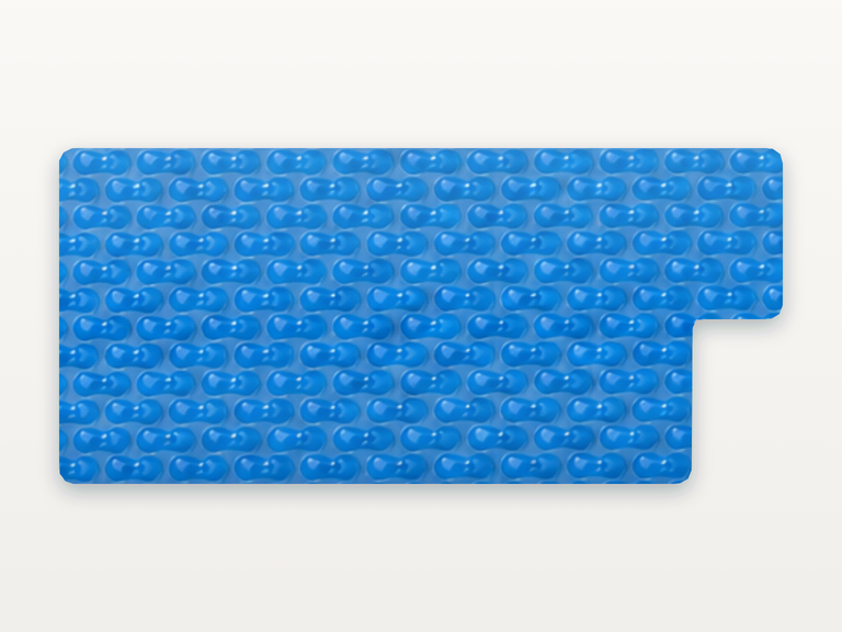 Vista de la configuración final de GeoBubble Manta Térmica de 400 micras para piscinas (m²) para la piscina Rectangular romana cuadrada A