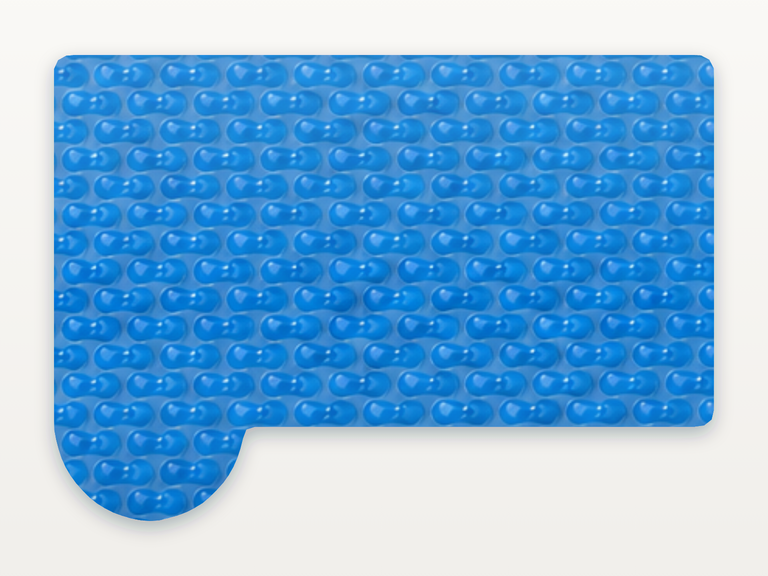 Vista de la configuración final de GeoBubble Manta Térmica de 400 micras para piscinas (m²) para la piscina Rectangular romana redonda lateral A