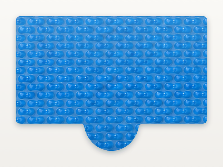 Vista de la configuración final de GeoBubble Manta Térmica de 400 micras para piscinas (m²) para la piscina Rectangular romana redonda lateral B