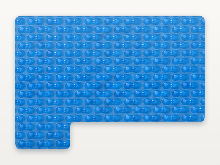 Vista de la configuración final de GeoBubble Manta Térmica de 400 micras para piscinas (m²) para la piscina Rectangular romana cuadrada lateral A