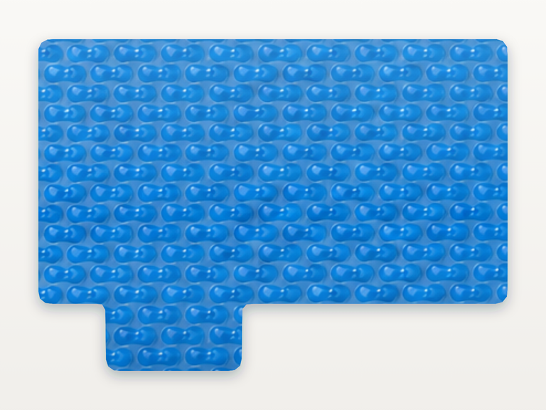 Vista de la configuración final de GeoBubble Manta Térmica de 400 micras para piscinas (m²) para la piscina Rectangular romana cuadrada lateral AB