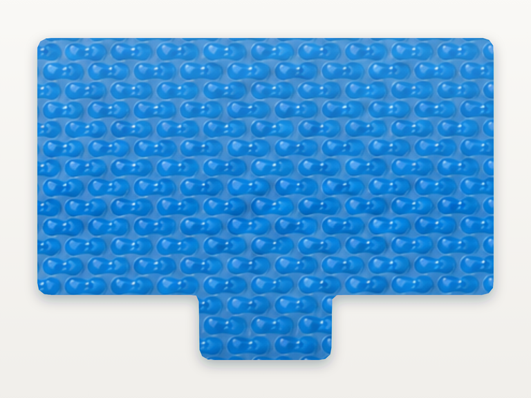Vista de la configuración final de GeoBubble Manta Térmica de 400 micras para piscinas (m²) para la piscina Rectangular romana cuadrada lateral B