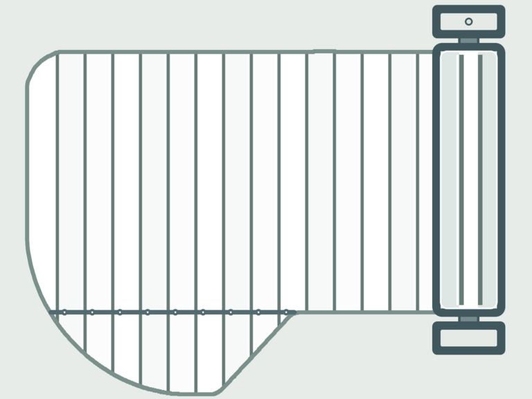 Vista de la configuración final de Cubierta de Lamas e-Classic para la piscina Atenas Europa