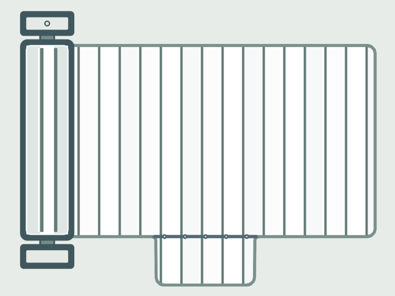 Vista de la configuración final de Cubierta de Lamas e-Classic para la piscina Rectangular romana cuadrada lateral B