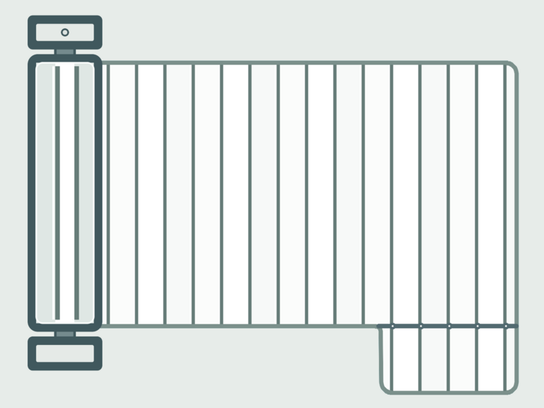 Vista de la configuración final de Cubierta de Lamas e-Classic para la piscina Rectangular romana cuadrada lateral C