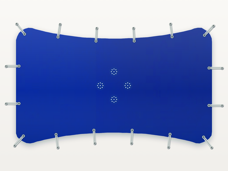 Vista de la configuración final de Cobertor Invierno Azul/Azul 610 g/m² para la piscina Trinidad 10 DTP