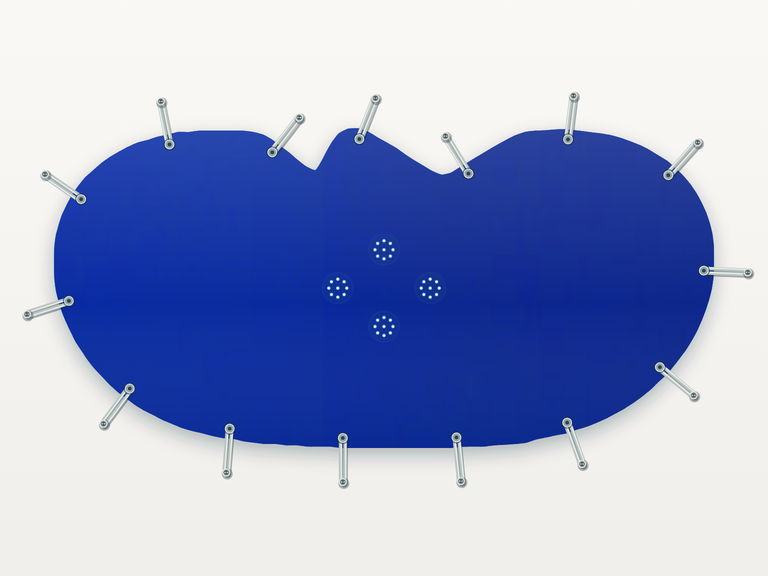 Vista de la configuración final de Cobertor Invierno Azul/Azul 610 g/m² para la piscina Venecia Dos CP