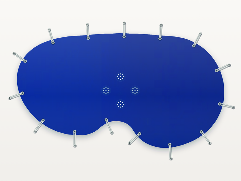 Vista de la configuración final de Cobertor Invierno Azul/Azul 610 g/m² para la piscina R-71 Cano