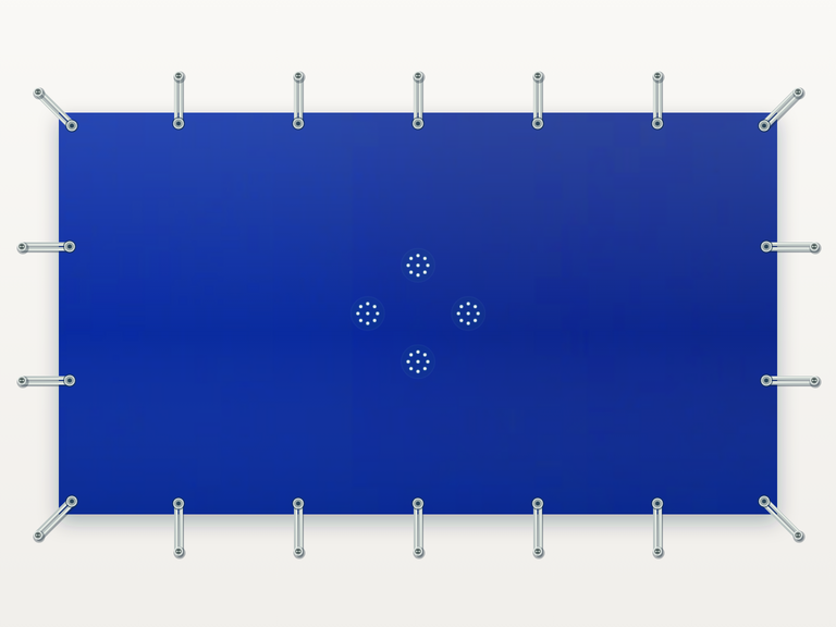 Vista de la configuración final de Cobertor Invierno Azul/Azul 610 g/m² para la piscina Rectangular
