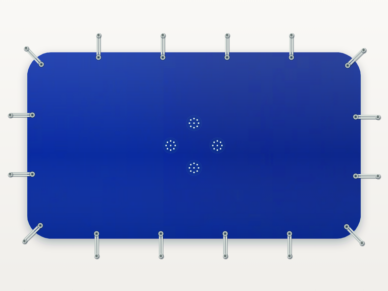 Vista de la configuración final de Cobertor Invierno Azul/Azul 610 g/m² para la piscina Lanzarote Uno CP
