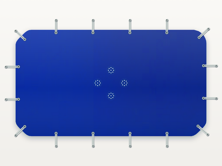 Vista de la configuración final de Cobertor Invierno Azul/Azul 610 g/m² para la piscina Canarias CP