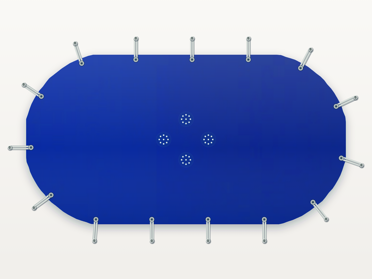 Vista de la configuración final de Cobertor Invierno Azul/Azul 610 g/m² para la piscina Sirena Dos CP