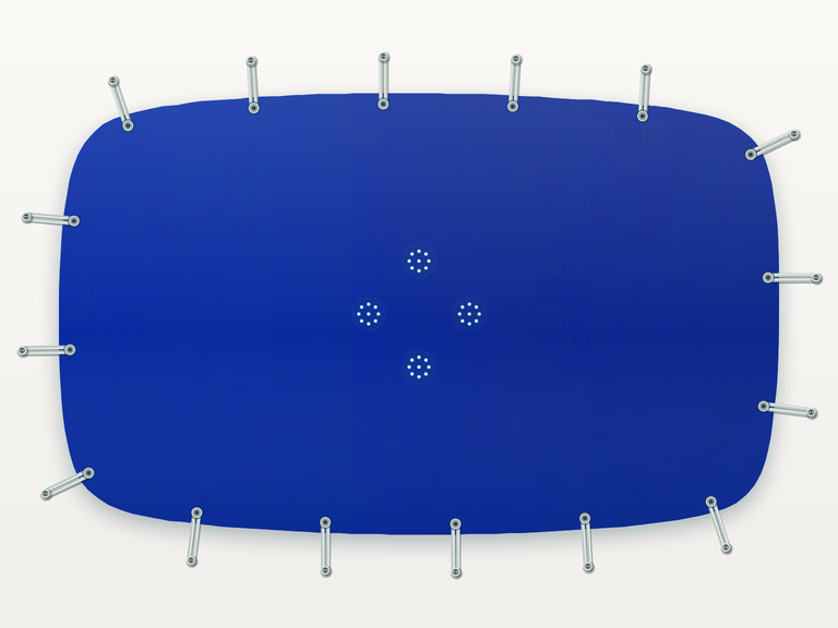 Vista de la configuración final de Cobertor Invierno Azul/Azul 610 g/m² para la piscina Marina Dos CP