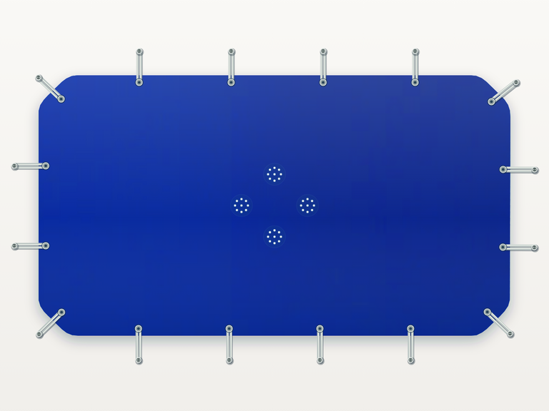 Vista de la configuración final de Cobertor Invierno Azul/Azul 610 g/m² para la piscina Maxipool Europa