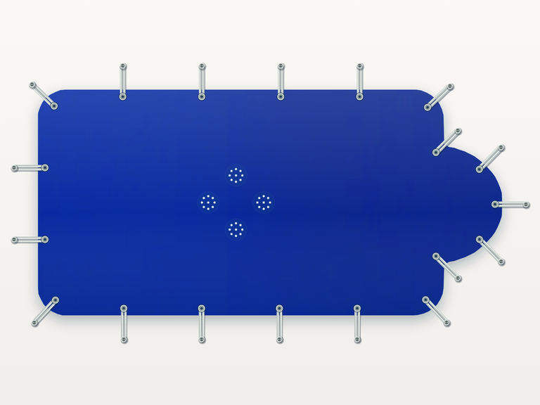 Vista de la configuración final de Cobertor Invierno Azul/Azul 610 g/m² para la piscina Sicilia 7,5 DTP