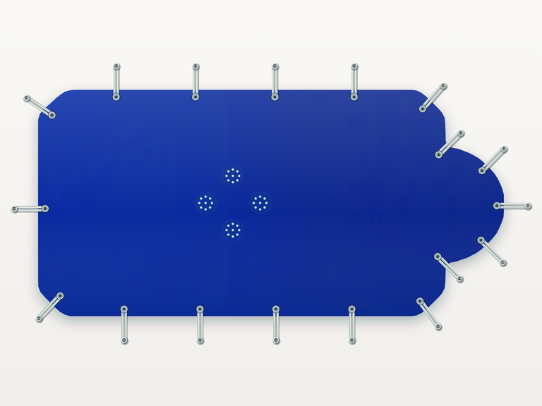 Vista de la configuración final de Cobertor Invierno Azul/Azul 610 g/m² para la piscina Romaine A Europa
