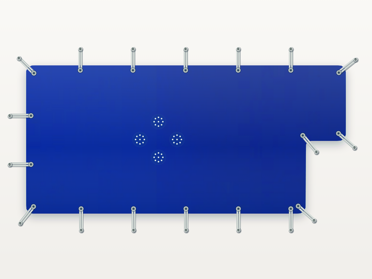 Vista de la configuración final de Cobertor Invierno Azul/Azul 610 g/m² para la piscina Rectangular romana cuadrada A