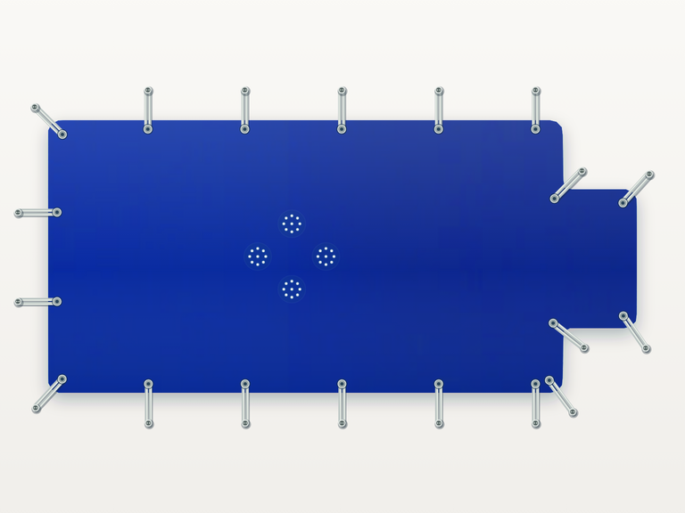 Vista de la configuración final de Cobertor Invierno Azul/Azul 610 g/m² para la piscina Rectangular romana cuadrada B