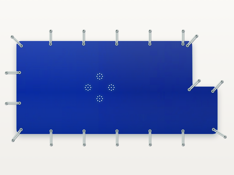 Vista de la configuración final de Cobertor Invierno Azul/Azul 610 g/m² para la piscina Rectangular romana cuadrada C