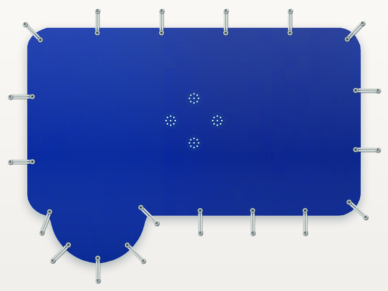 Vista de la configuración final de Cobertor Invierno Azul/Azul 610 g/m² para la piscina Formentera 6 DTP
