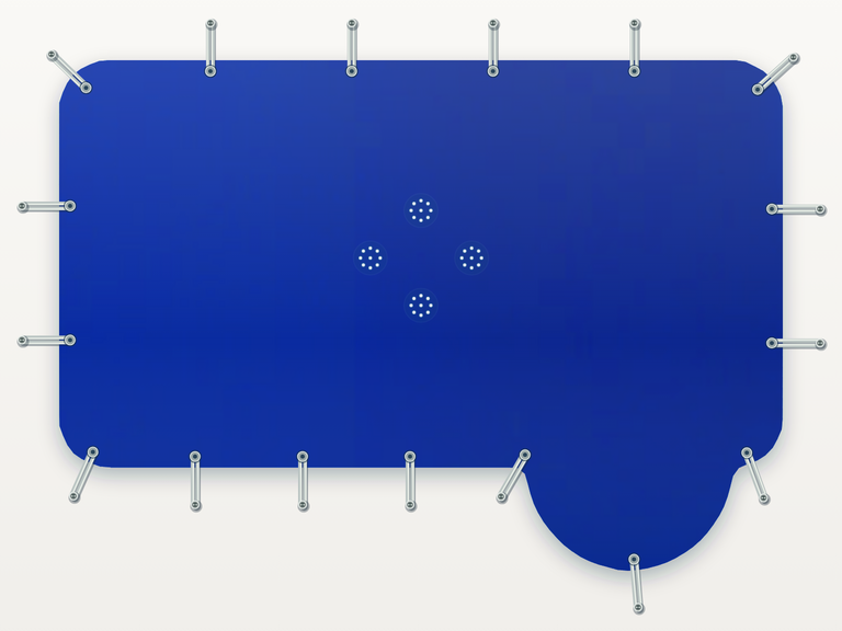 Vista de la configuración final de Cobertor Invierno Azul/Azul 610 g/m² para la piscina Formentera 5 DTP