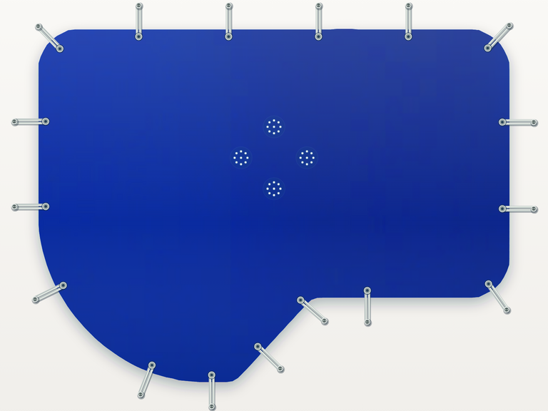 Vista de la configuración final de Cobertor Invierno Azul/Azul 610 g/m² para la piscina Atenas Europa