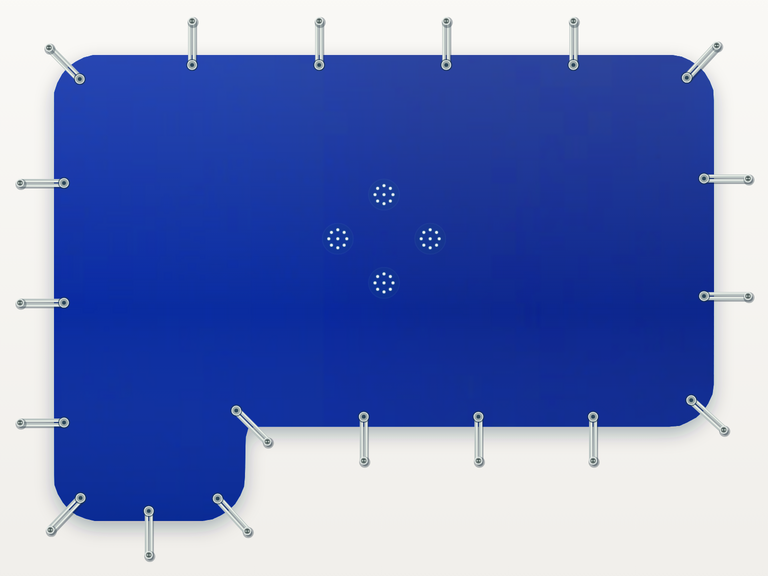 Vista de la configuración final de Cobertor Invierno Azul/Azul 610 g/m² para la piscina Formentera 6 SPA DTP