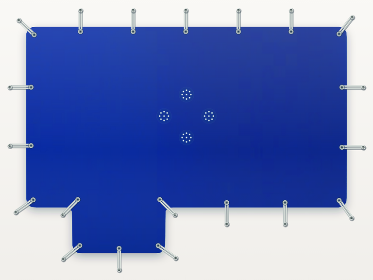 Vista de la configuración final de Cobertor Invierno Azul/Azul 610 g/m² para la piscina Rectangular romana cuadrada lateral AB