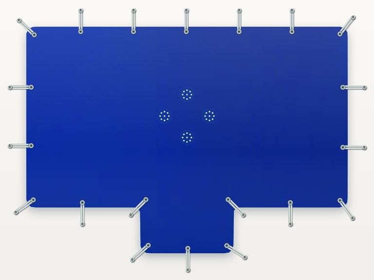 Vista de la configuración final de Cobertor Invierno Azul/Azul 610 g/m² para la piscina Rectangular romana cuadrada lateral B
