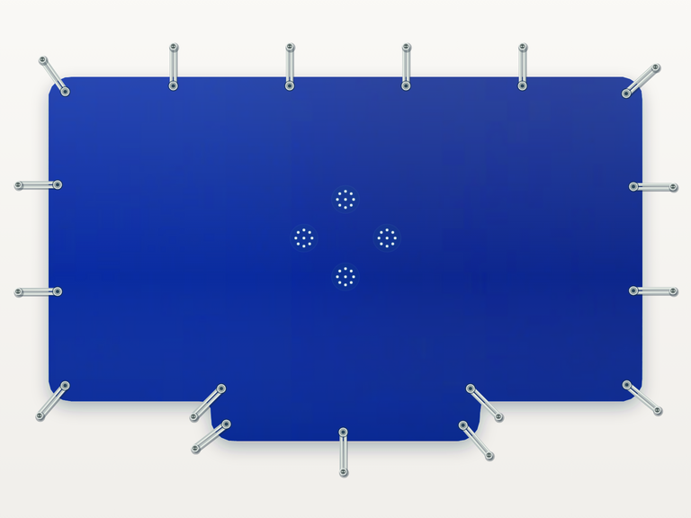 Vista de la configuración final de Cobertor Invierno Azul/Azul 610 g/m² para la piscina Sena 6,5 DTP