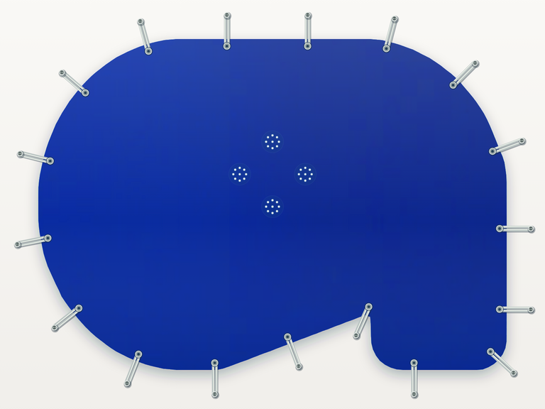 Vista de la configuración final de Cobertor Invierno Azul/Azul 610 g/m² para la piscina Beatriz Dos CP