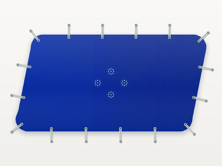 Vista de la configuración final de Cobertor Invierno Azul/Azul 610 g/m² para la piscina Manila DTP