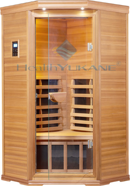 Sauna Infrarrojos 1 plaza de Esquina con NanoCarbono y madera de Hemlock de Canada